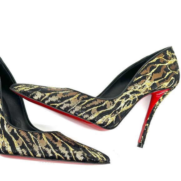 Christian Louboutin MISS Z OCELOT 100 Sequin Leopard Heels Pumps Shoes